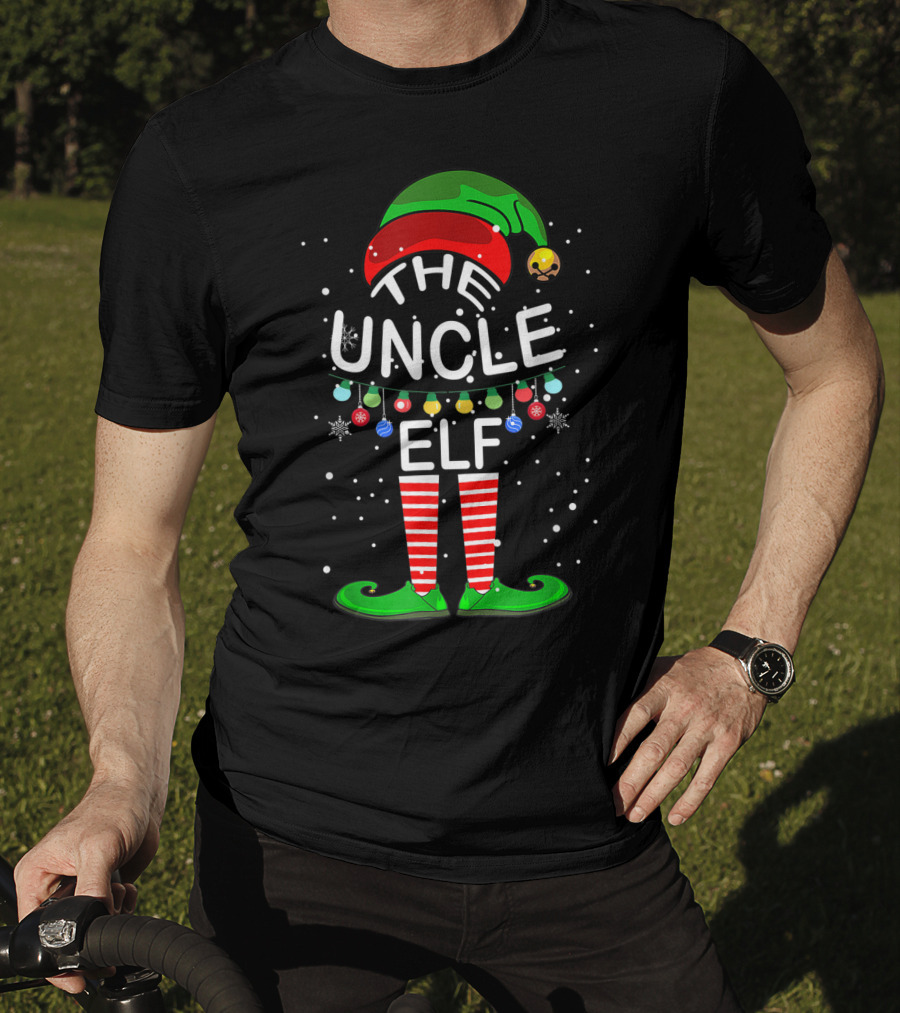 The Uncle Elf Christmas Family Matching Group Holiday Lights T-Shirt