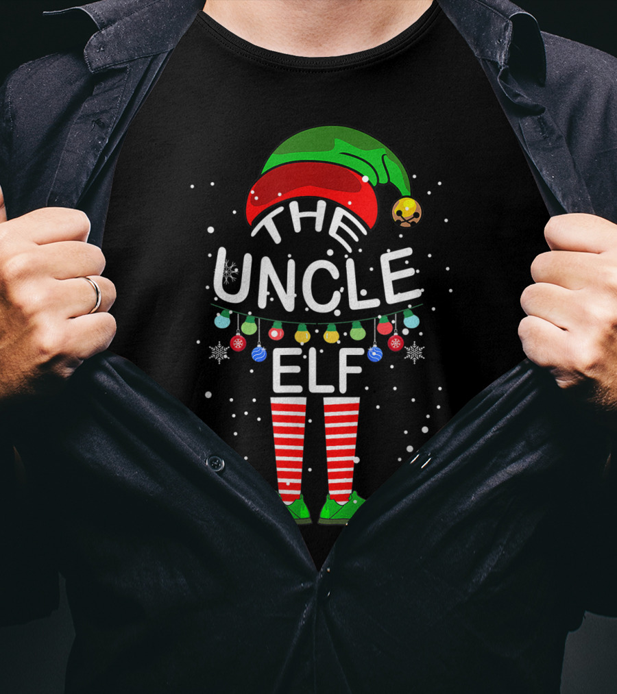 The Uncle Elf Christmas Family Matching Group Holiday Lights T-Shirt