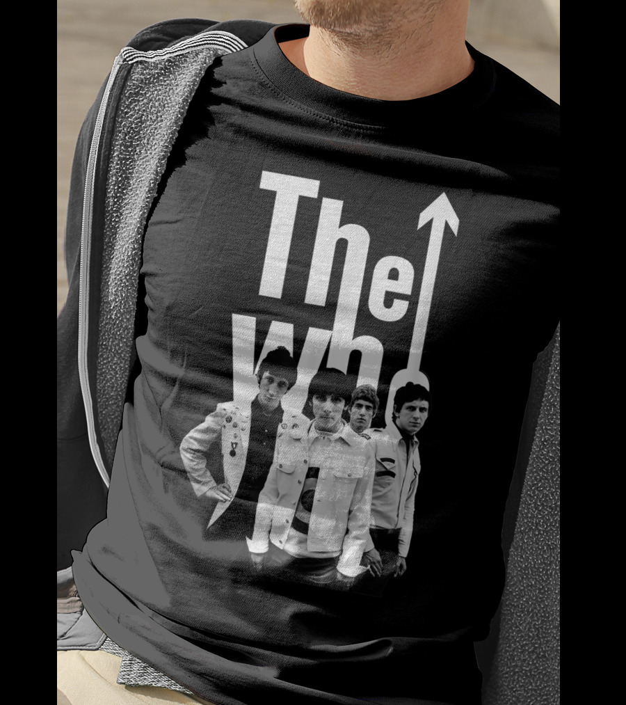 The Who 60's Black And White Band Photo With Iconic Arrow T-Shirt
