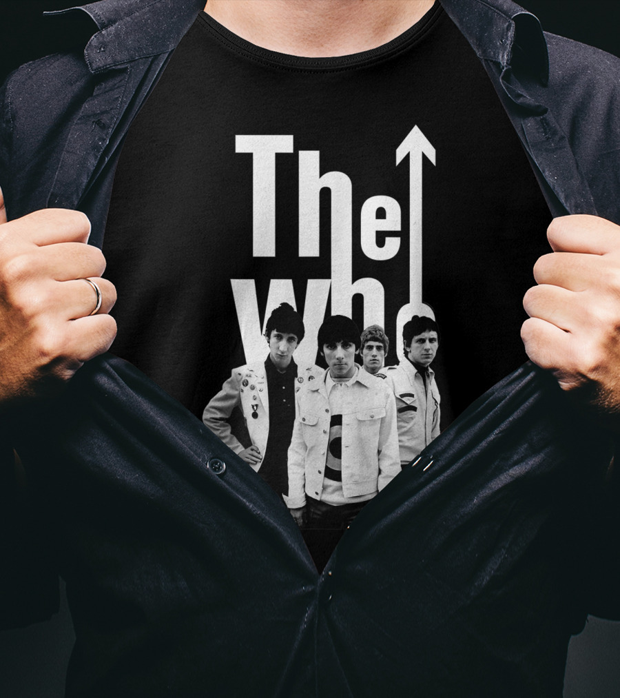 The Who 60's Black And White Band Photo With Iconic Arrow T-Shirt