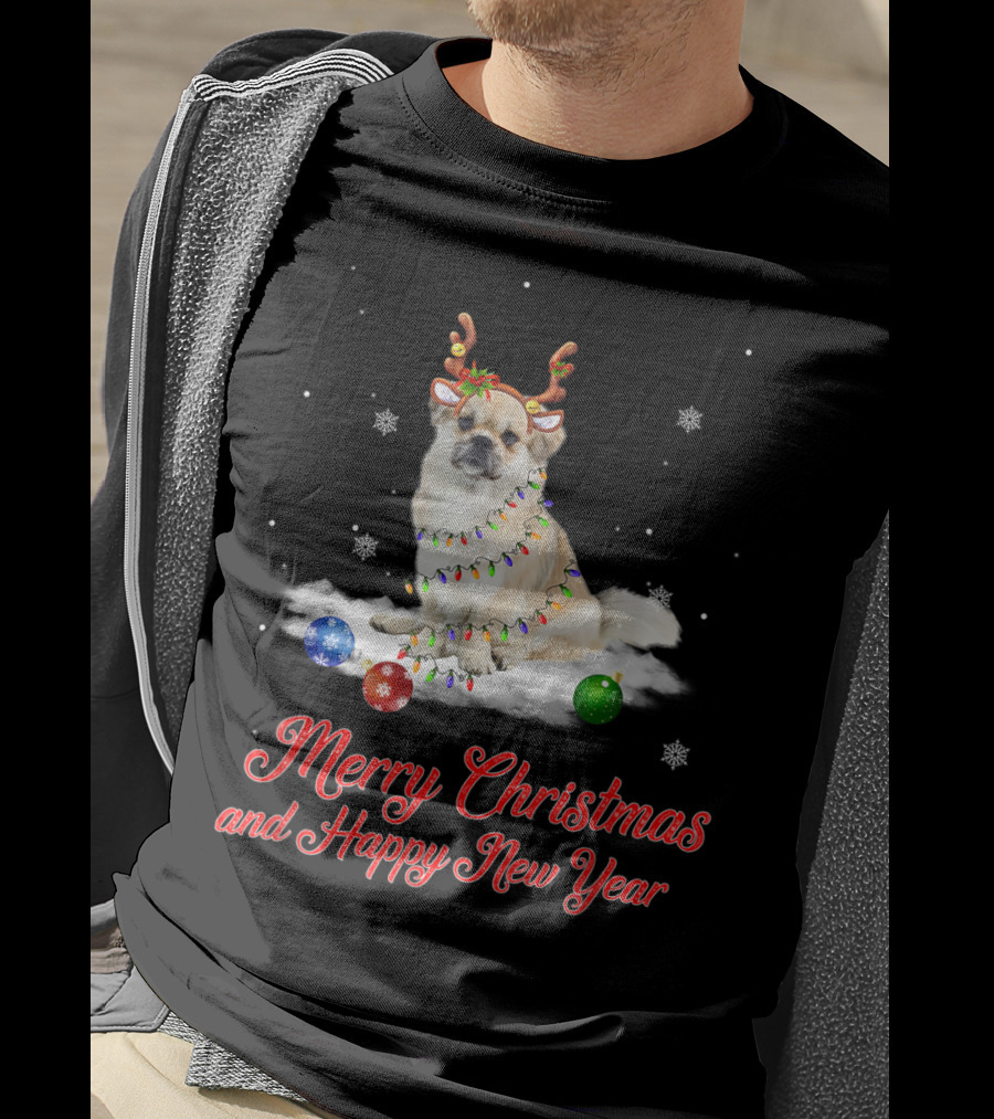Merry Christmas And Happy New Year Tibetan Spaniel Reindeer Snowflakes T-Shirt