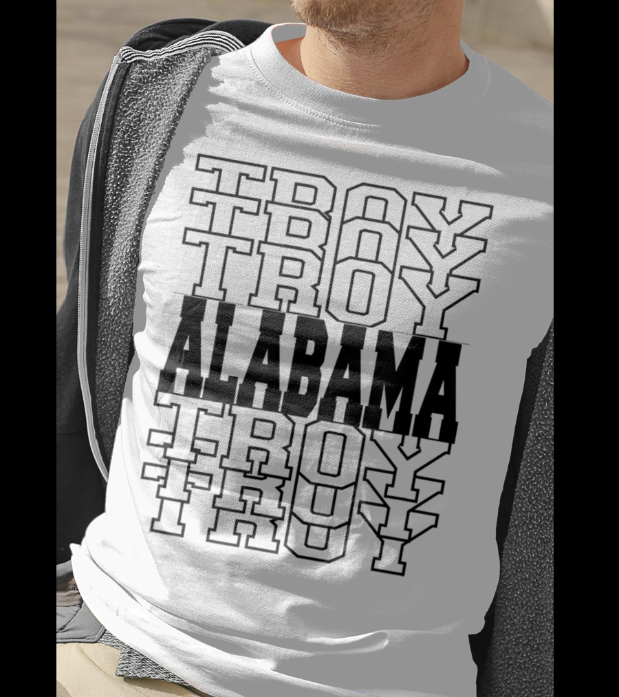 Troy Alabama Retro Athletic Style Stacked Typography T-Shirt