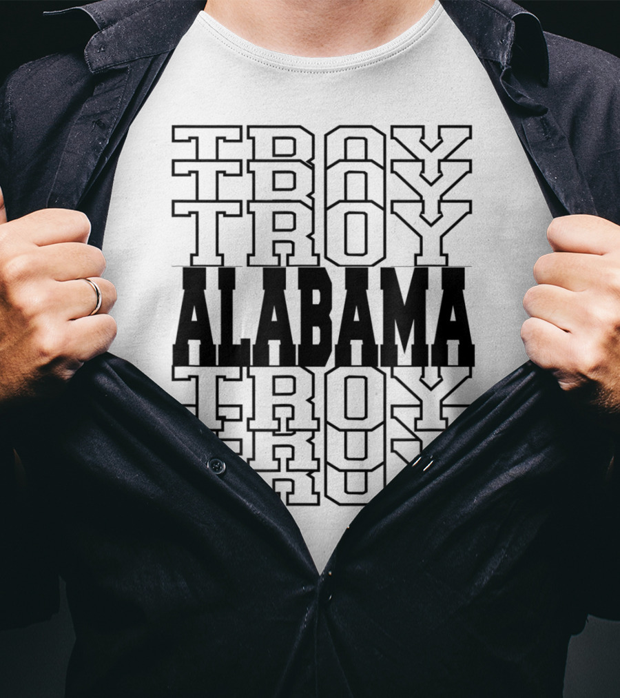 Troy Alabama Retro Athletic Style Stacked Typography T-Shirt