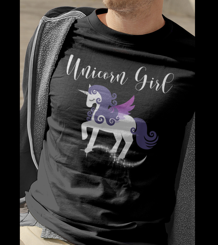 Unicorn Girl Purple Winged Pegasus Fairy Tale T-Shirt