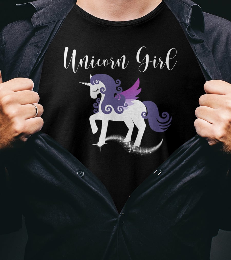 Unicorn Girl Purple Winged Pegasus Fairy Tale T-Shirt