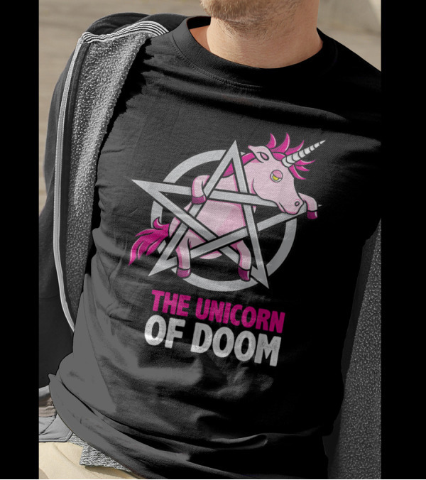 The Unicorn Of Doom Baphomet Pentagram Satanic T-Shirt