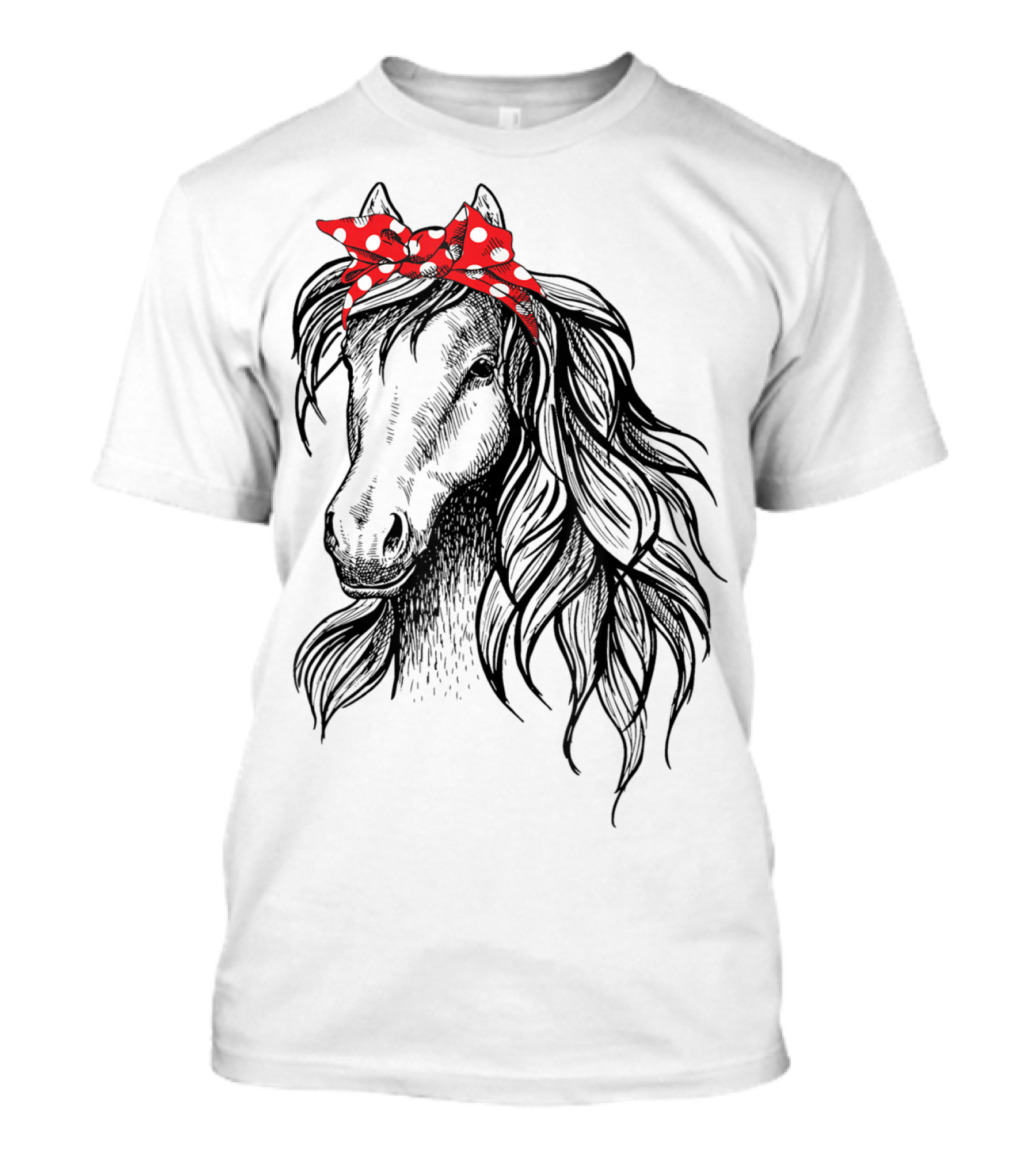 Cute Horse Red Polka Dot Bandana Headband Horse Lovers T-Shirt