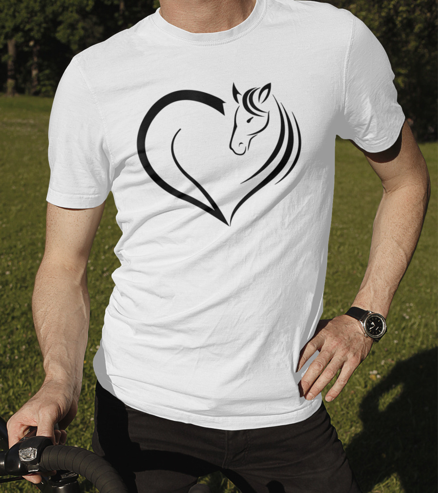 Cute Horse Heart Yellow Pink White T-Shirt