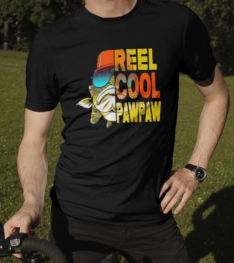 Father's Day Fishing Reel Cool Pawpaw Retro Fish Sunglasses And Hat T-Shirt
