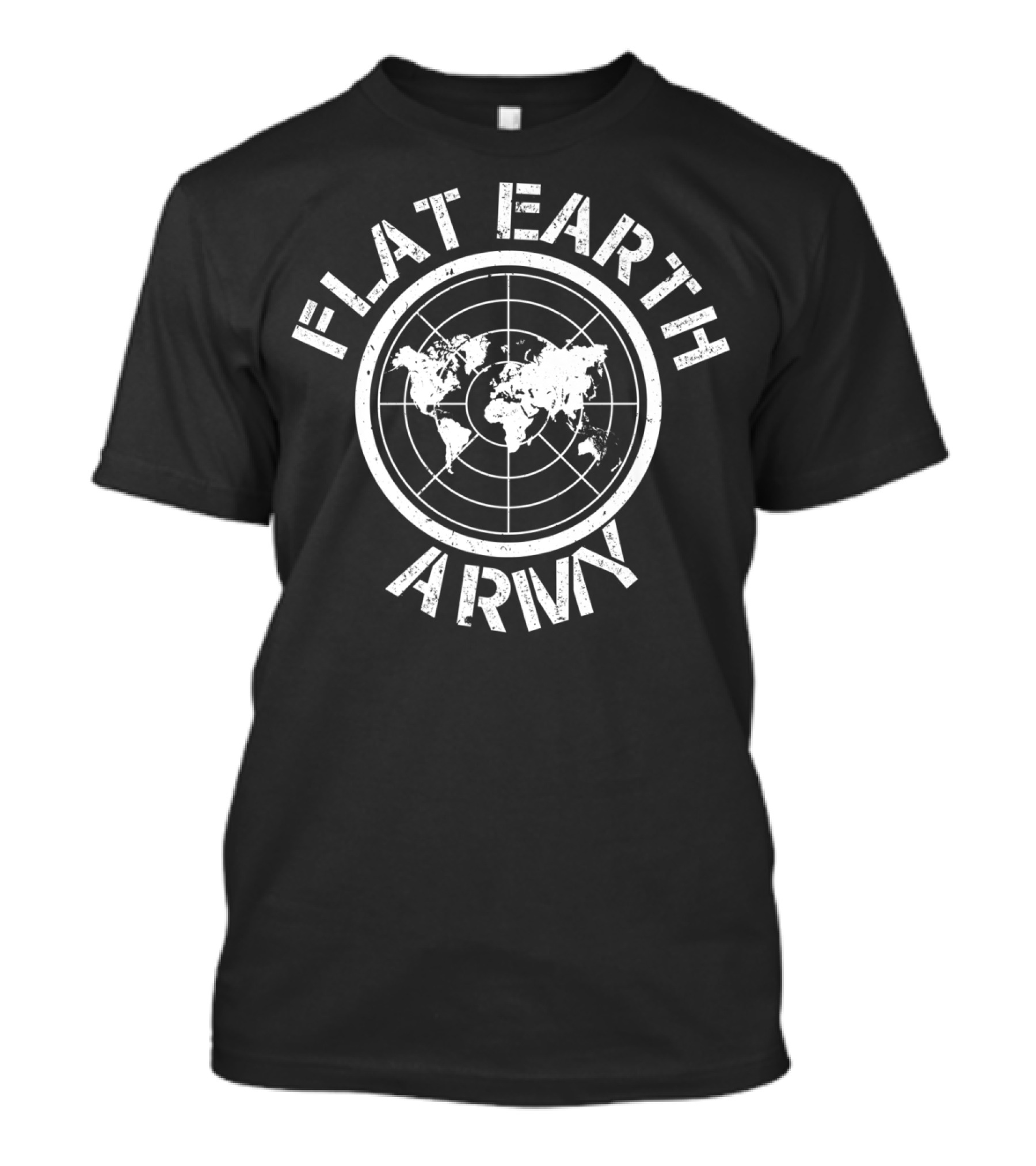 Flat Earth Army Map Circular Emblem T-Shirt