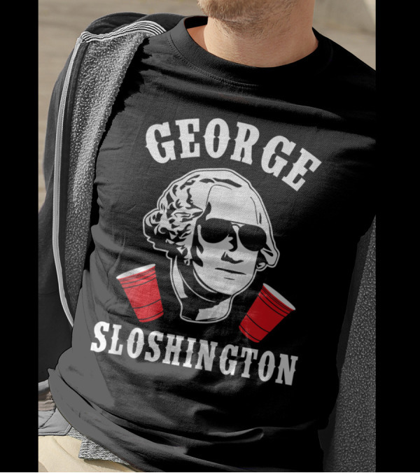 George Sloshington 4th Of July Aviator Ameri With Red Cups T-Shirt