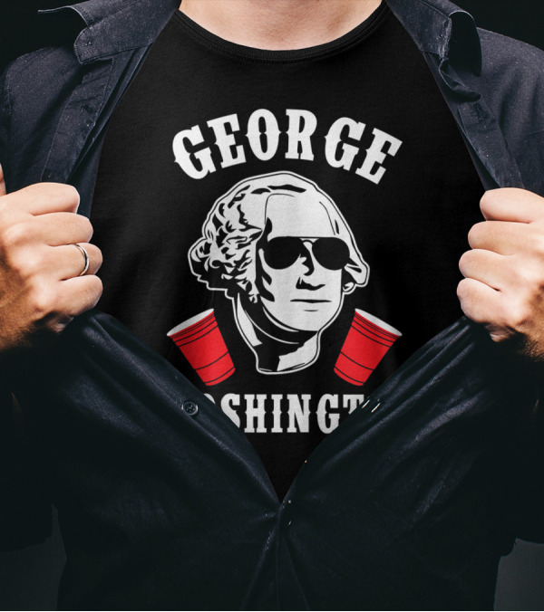 George Sloshington 4th Of July Aviator Ameri With Red Cups T-Shirt