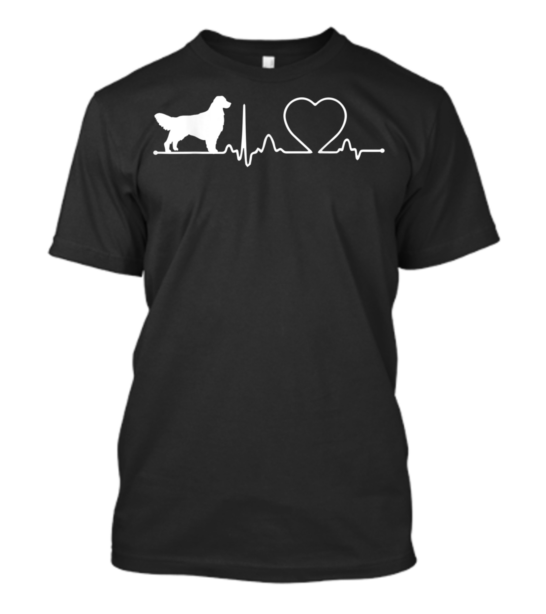 Golden Retriever Heartbeat Outline With Heart And Pulse Line T-Shirt