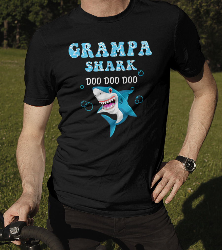 Grampa Shark Doo Doo Doo Playful Cartoon Shark T-Shirt