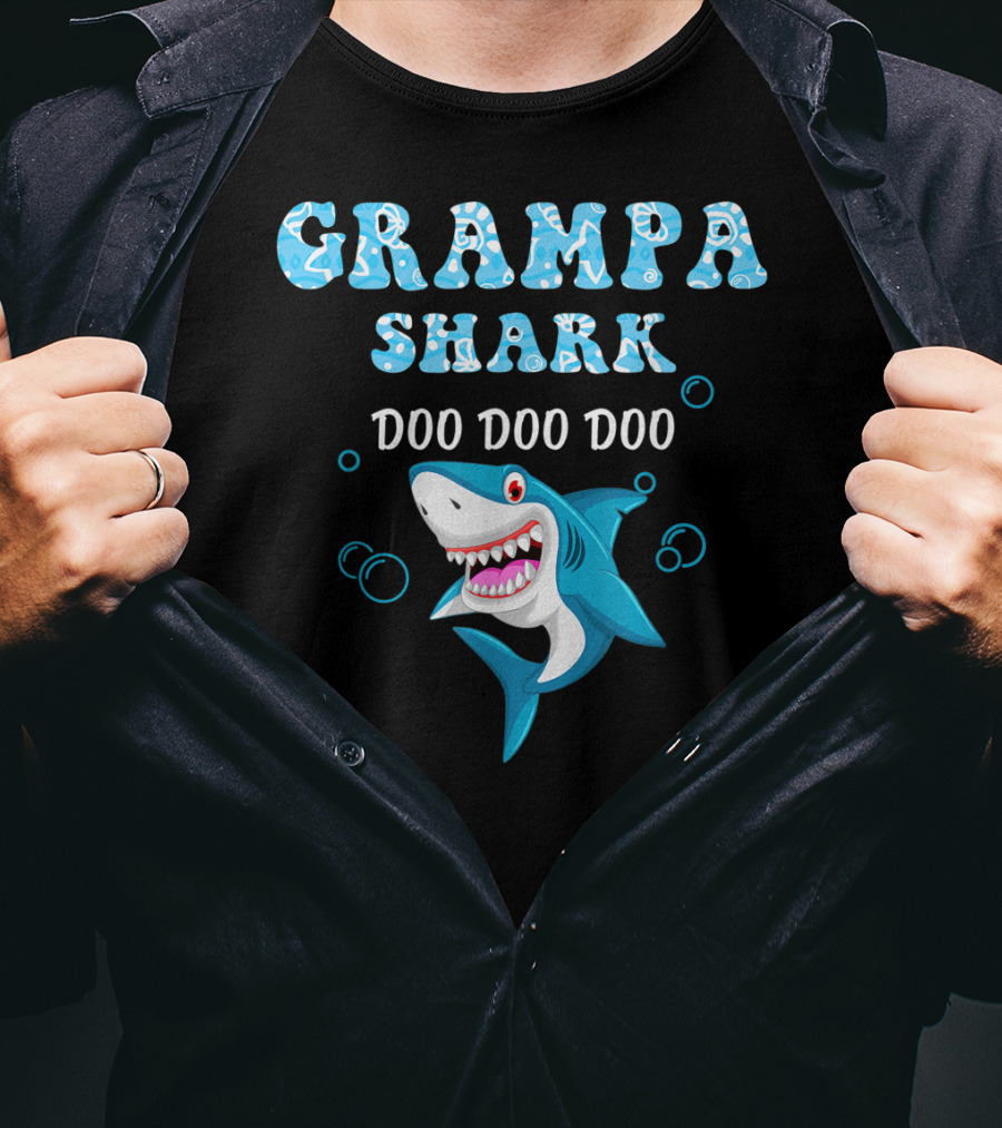 Grampa Shark Doo Doo Doo Playful Cartoon Shark T-Shirt