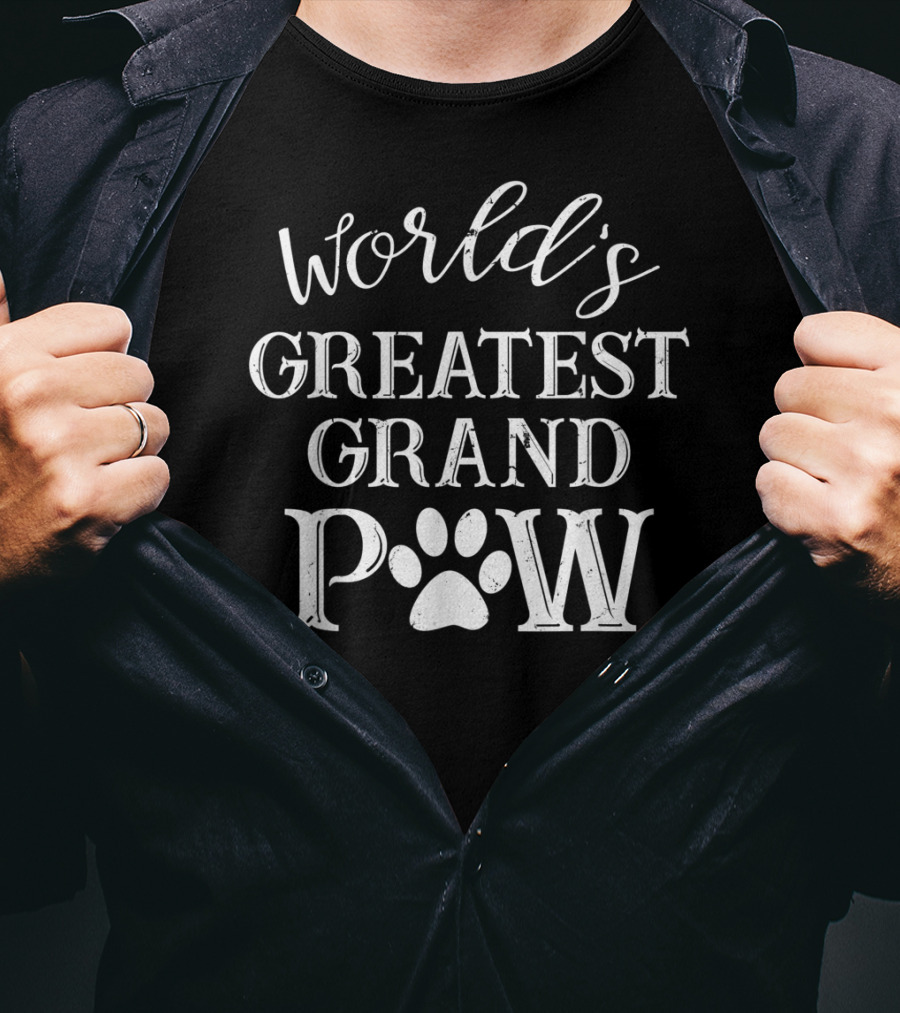 World's Greatest Grandpaw Paw Print Dog Humor T-Shirt