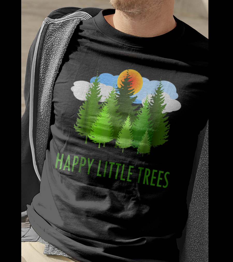 Happy Little Trees Bob Style Forest Sun And Clouds T-Shirt