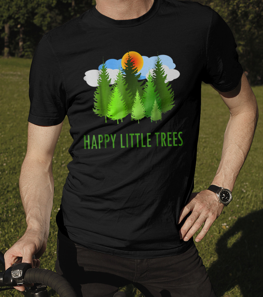 Happy Little Trees Bob Style Forest Sun And Clouds T-Shirt