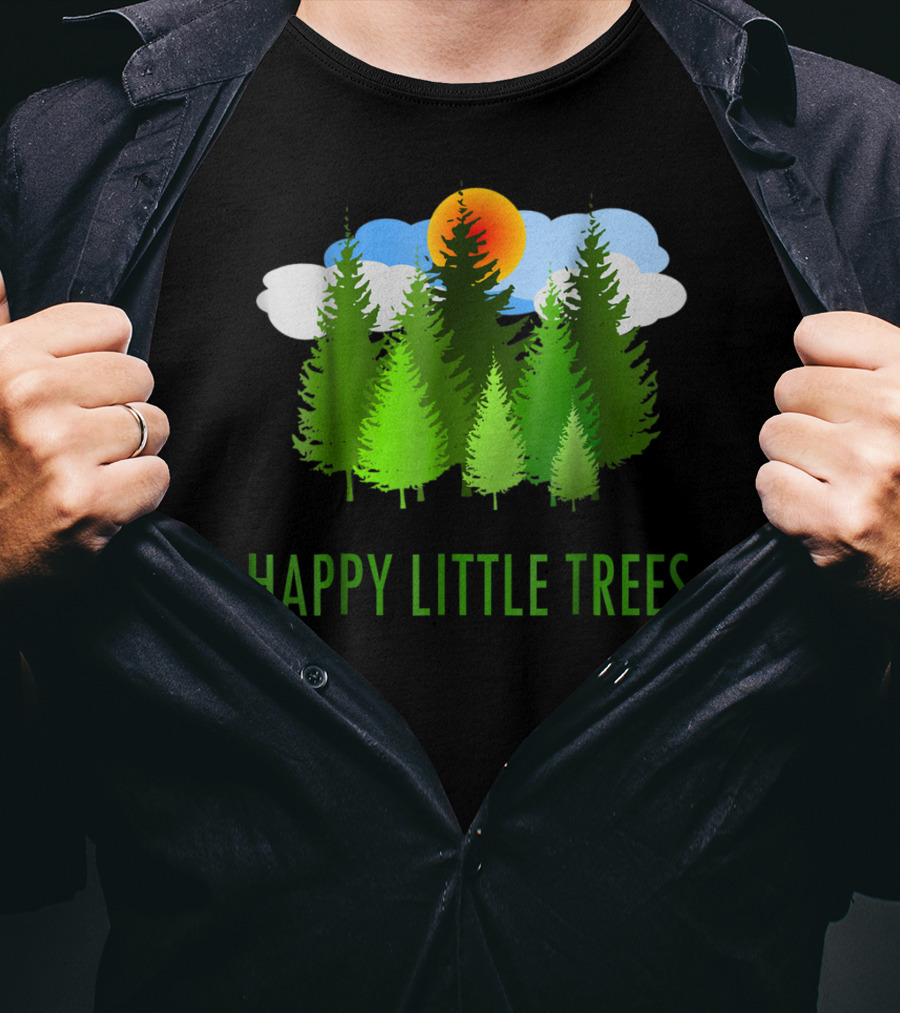 Happy Little Trees Bob Style Forest Sun And Clouds T-Shirt