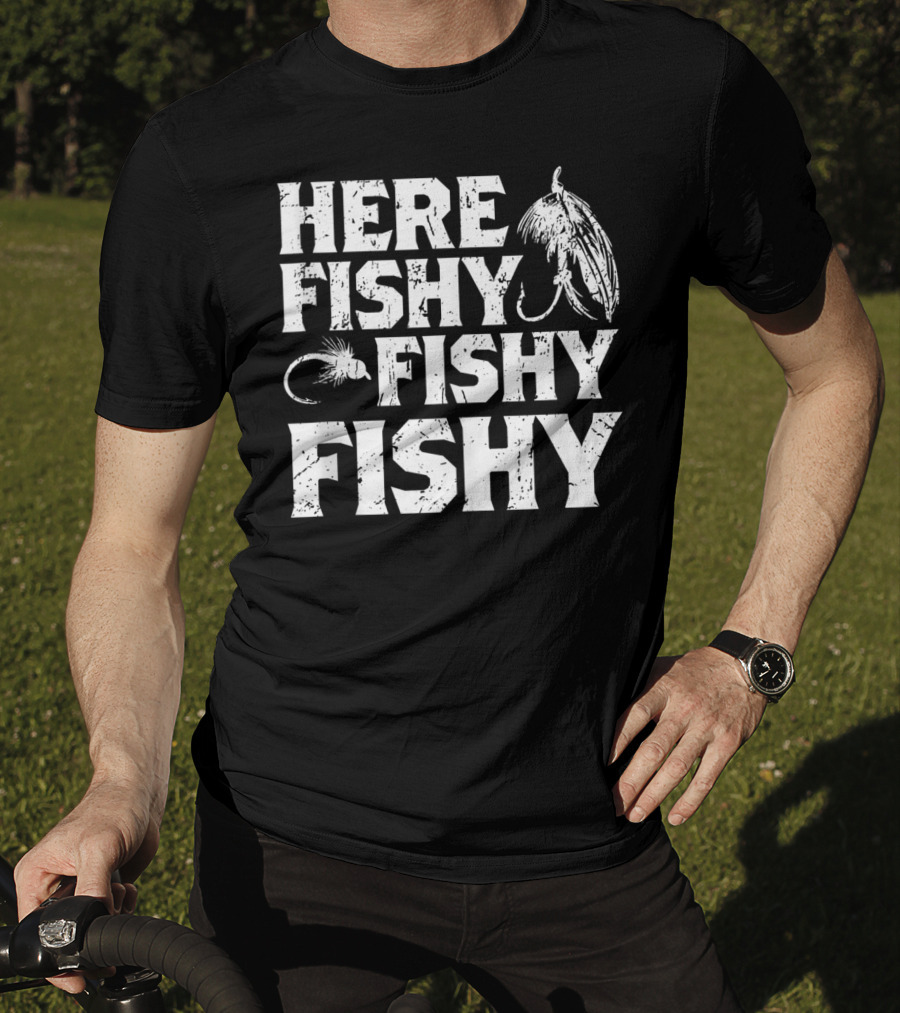 Here Fishy Fishy Fishy Father's Day Fishing Lure T-Shirt
