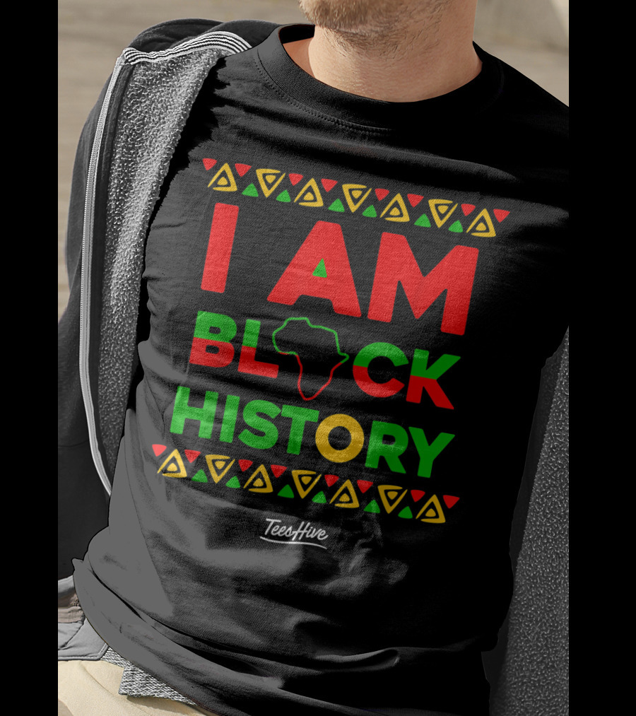 I Am Black History African American Black Pride Africa Map TeesHive T-Shirt