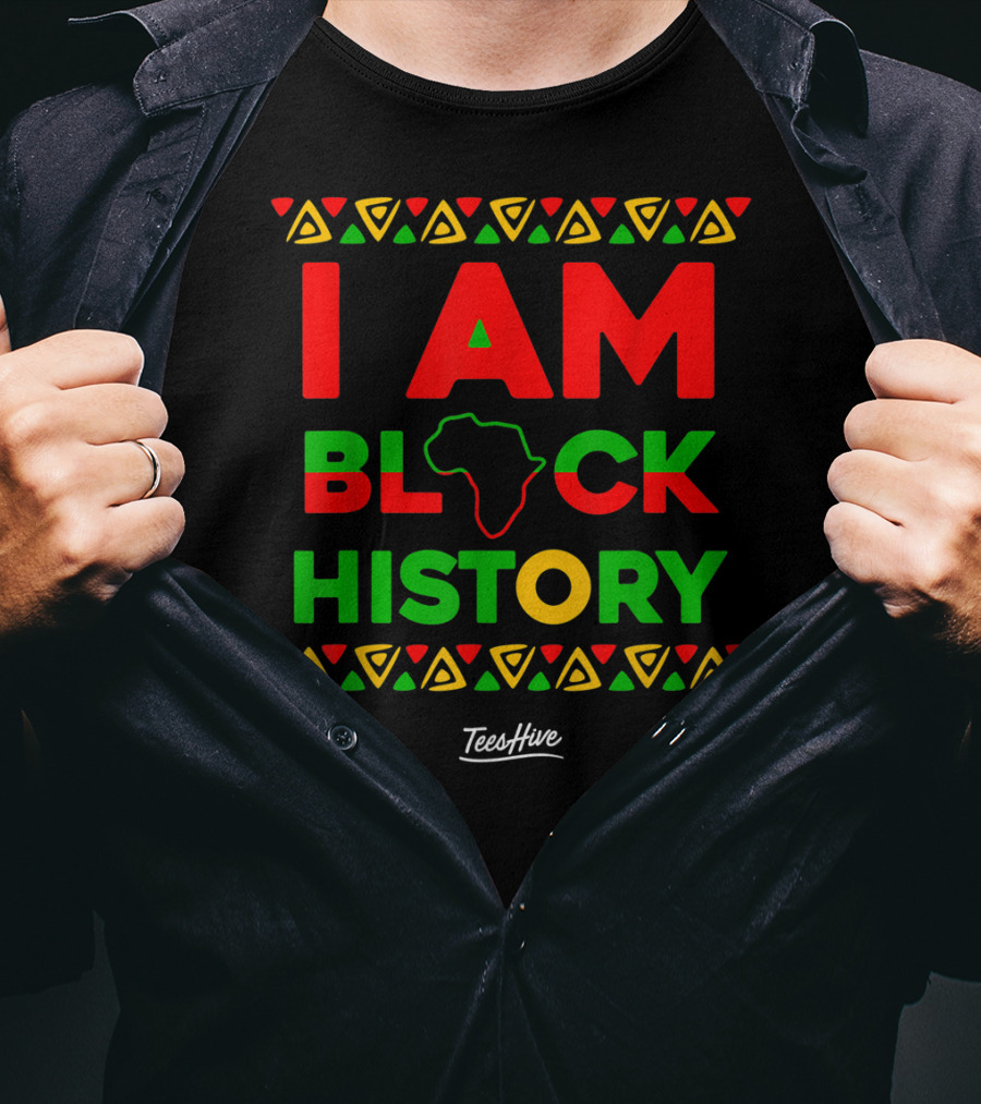I Am Black History African American Black Pride Africa Map TeesHive T-Shirt