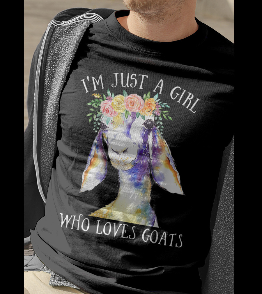 I'm Just A Girl Who Loves Goats Floral Paint Flower Crown T-Shirt