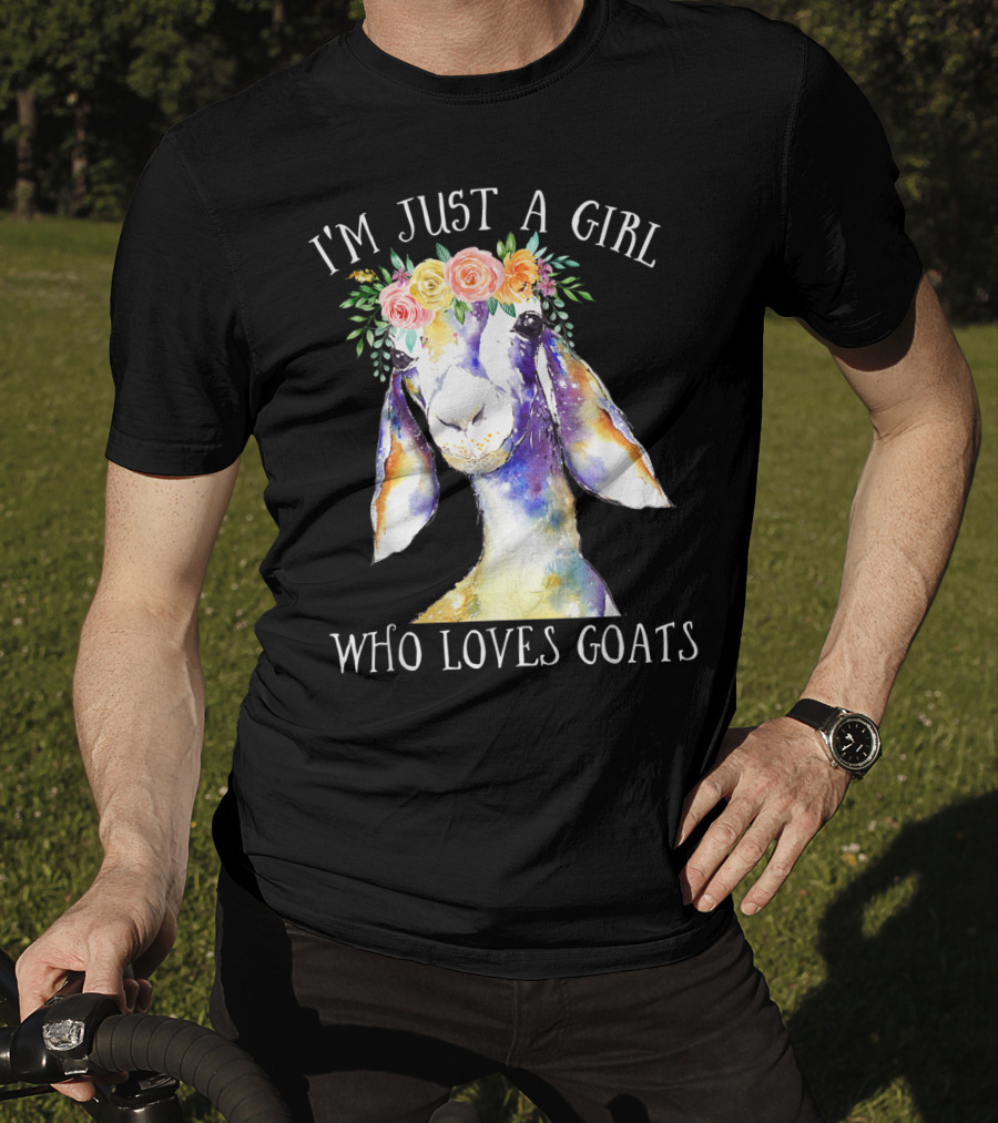 I'm Just A Girl Who Loves Goats Floral Paint Flower Crown T-Shirt