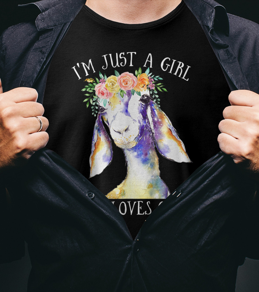 I'm Just A Girl Who Loves Goats Floral Paint Flower Crown T-Shirt