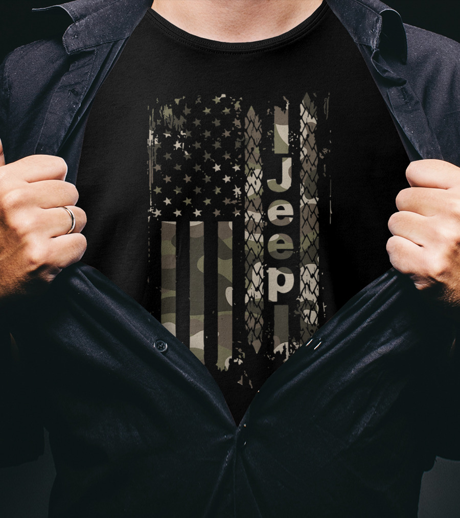 Jeep Camo American Flag Jeep T-Shirt