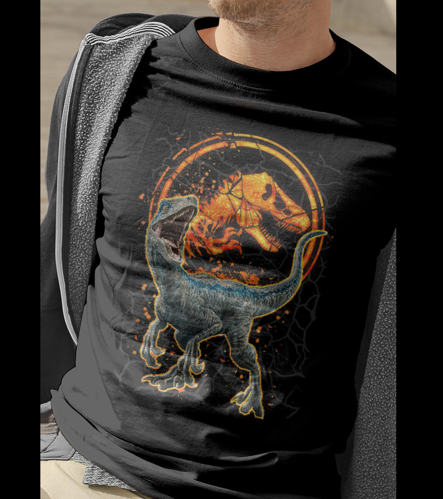 Jurassic World Blue Raptor With Magma T-Rex T-Shirt