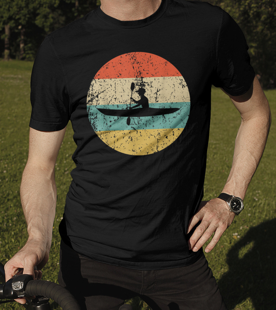 Kayaking Vintage Kayak Retro Silhouette Paddle Adventure T-Shirt
