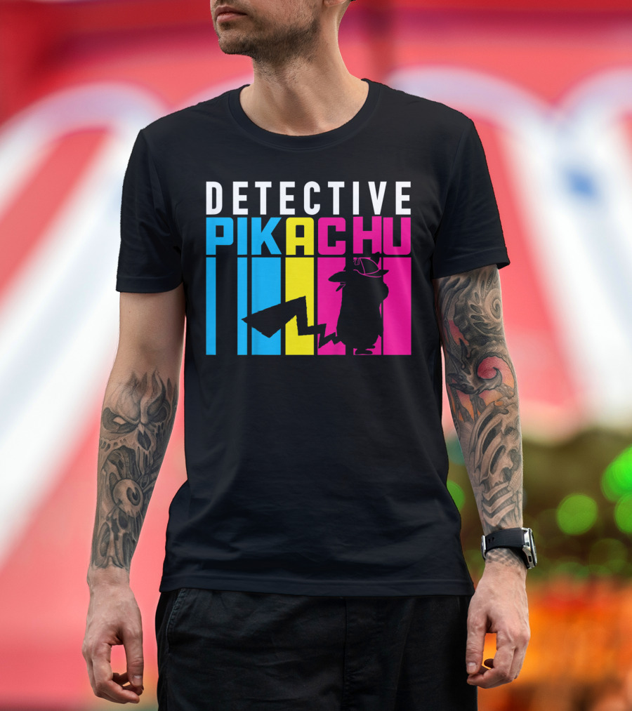 Detective Pikachu Silhouette Color Blocks Kids Pikachu T-Shirt