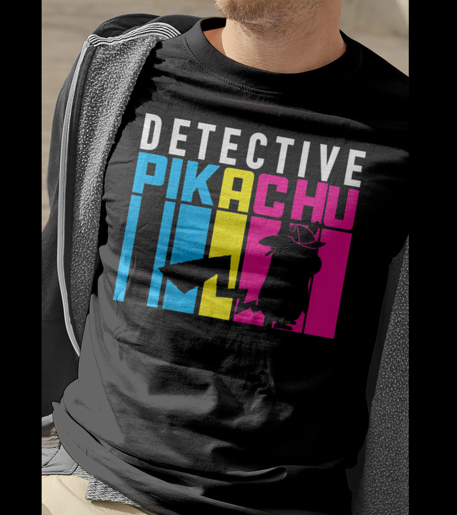 Detective Pikachu Silhouette Color Blocks Kids Pikachu T-Shirt