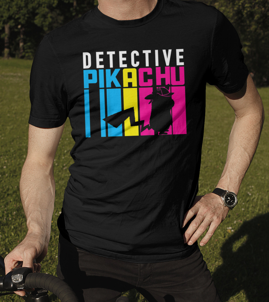 Detective Pikachu Silhouette Color Blocks Kids Pikachu T-Shirt