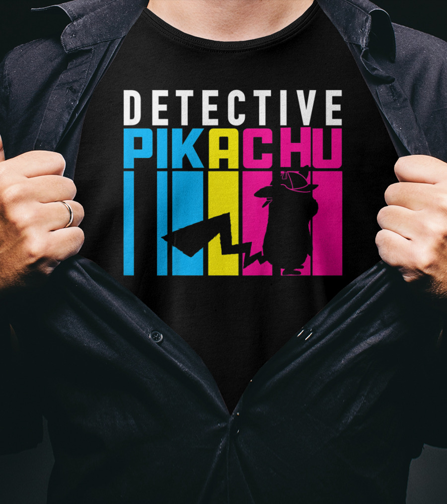 Detective Pikachu Silhouette Color Blocks Kids Pikachu T-Shirt