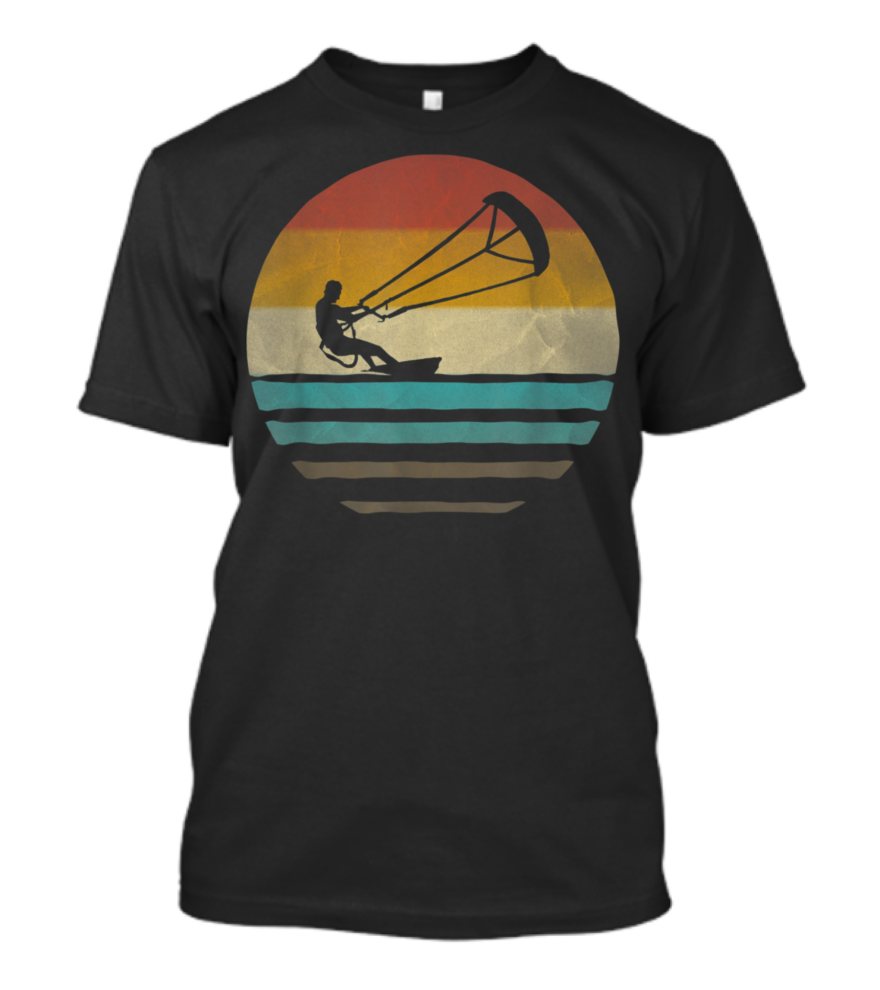 Kiteboarding Vintage Distre Sunset Retro Stripes T-Shirt