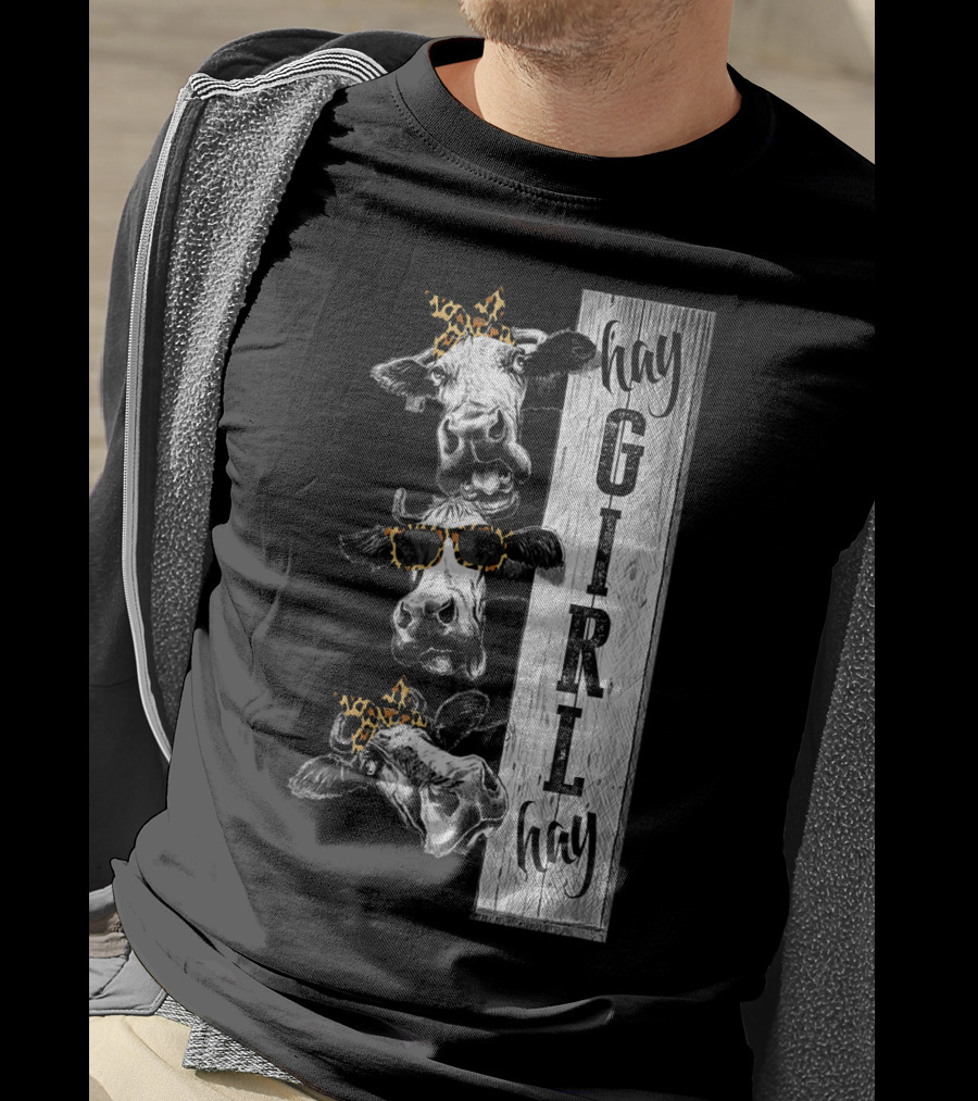 Leopard Bandana Cow Hay Girl Hay Heifer Trio T-Shirt