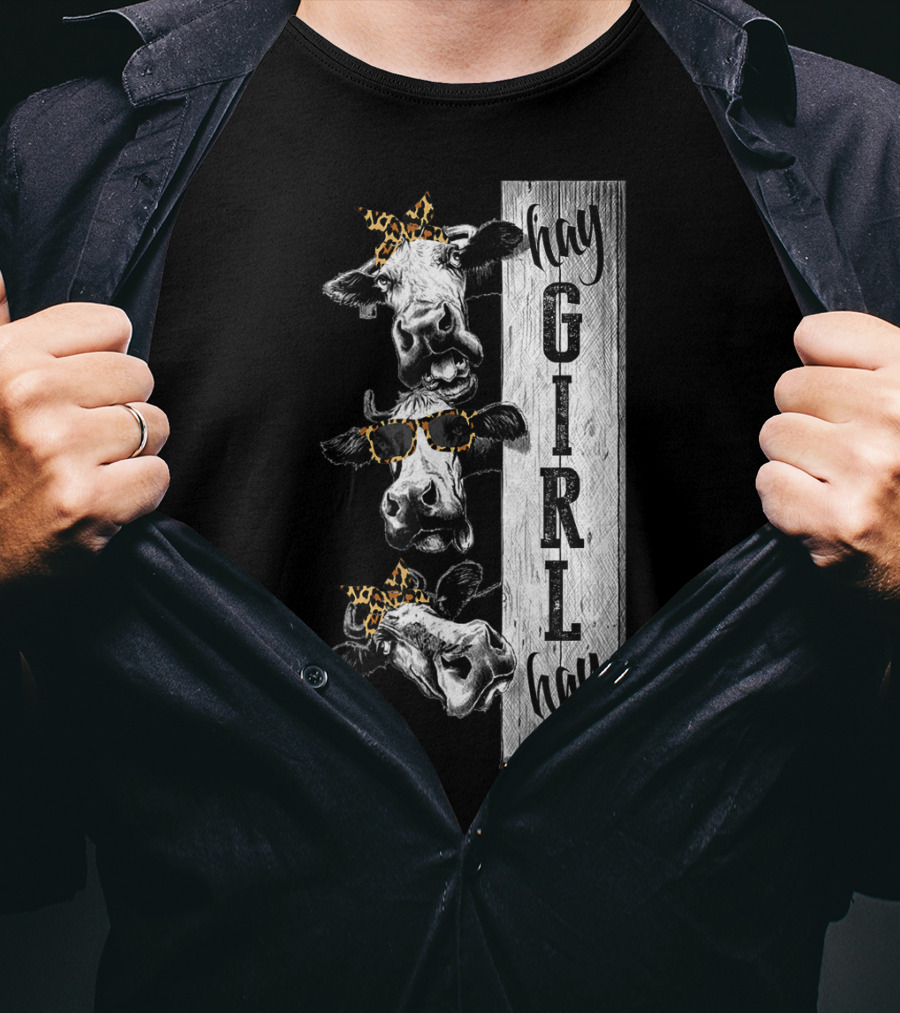 Leopard Bandana Cow Hay Girl Hay Heifer Trio T-Shirt