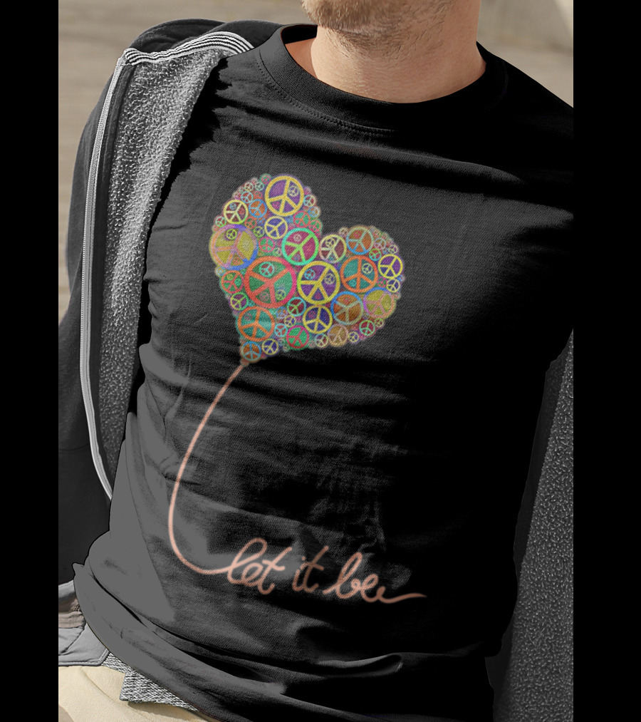 Let It Be Peace Symbol Heart Flowers T-Shirt