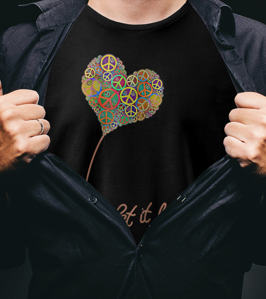 Let It Be Peace Symbol Heart Flowers T-Shirt