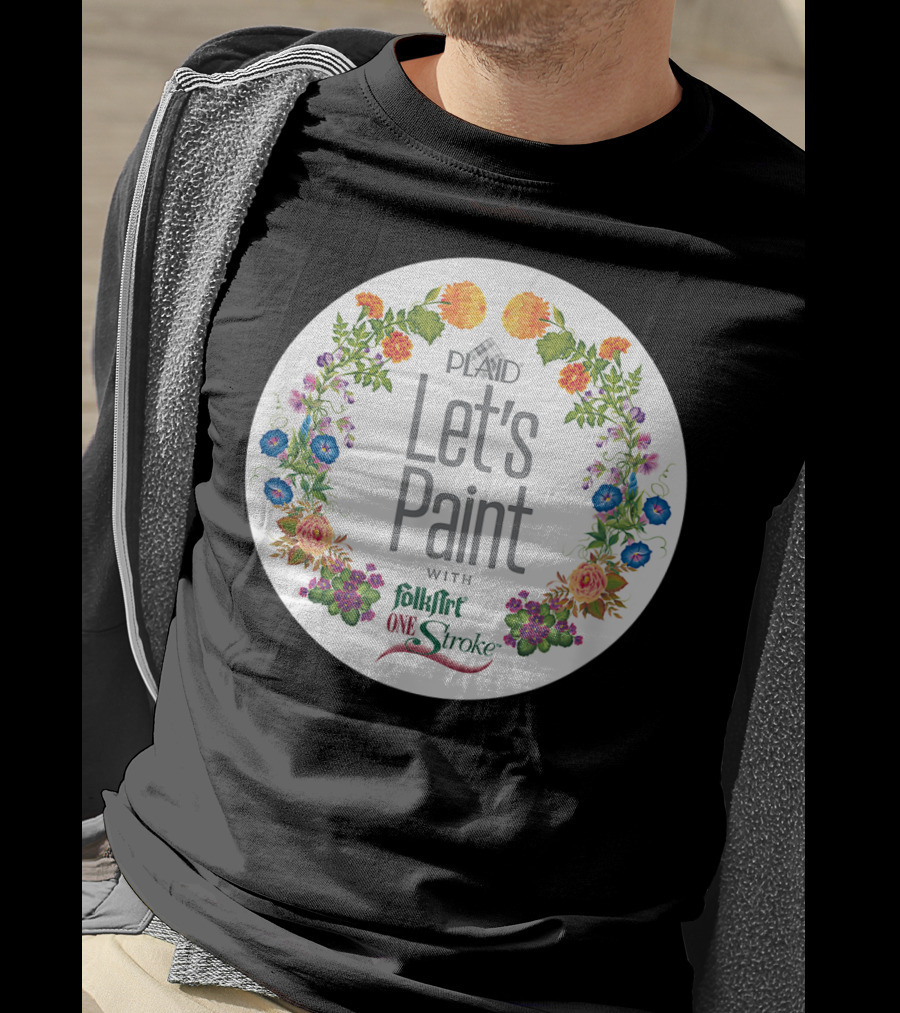 PLAID Let's Paint With FolkArt One Stroke Floral Circle T-Shirt