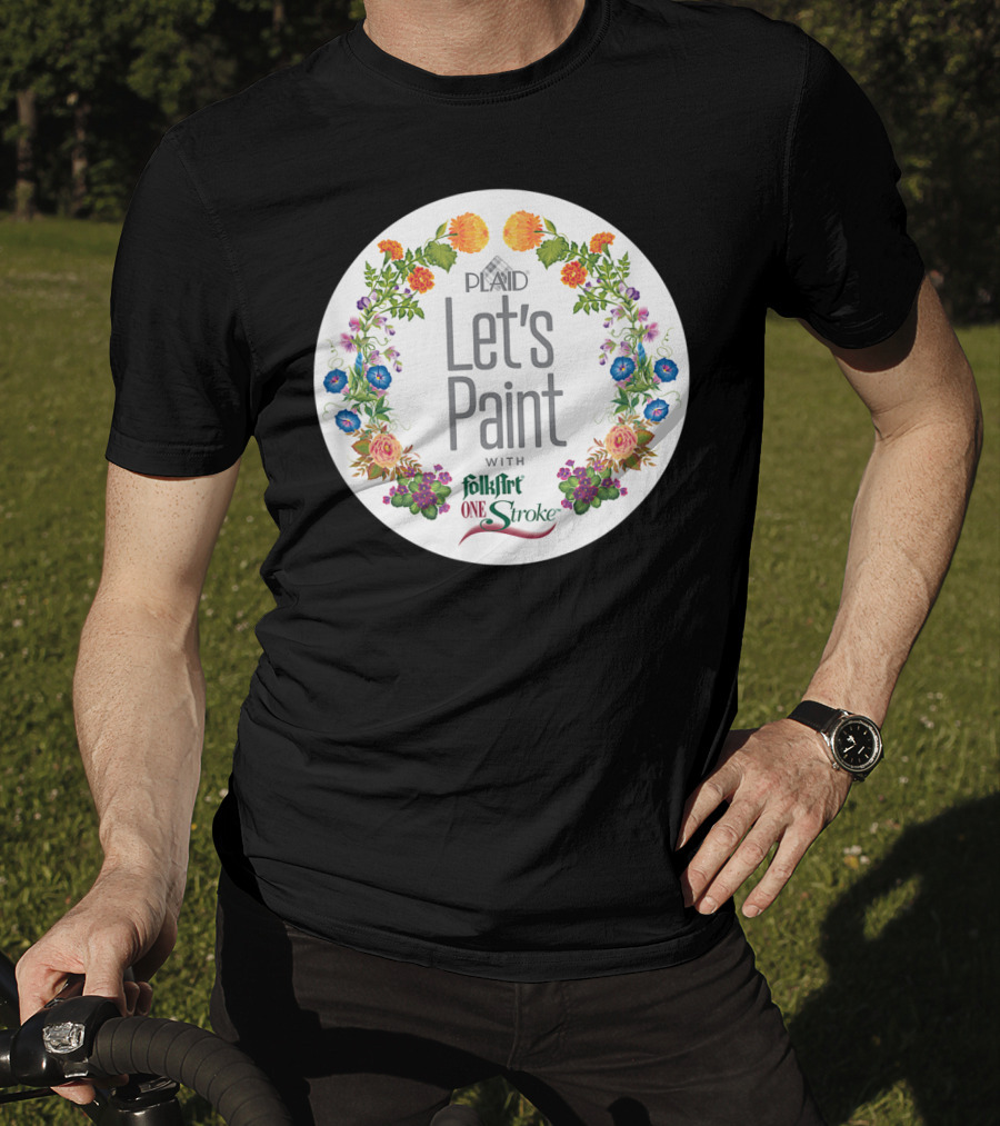 PLAID Let's Paint With FolkArt One Stroke Floral Circle T-Shirt