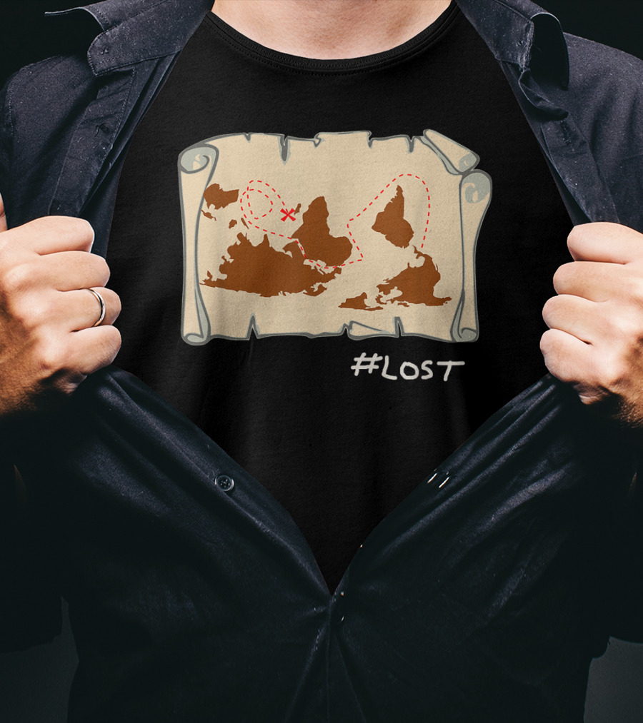 Upside Down Map With X Marks The Spot LOST T-Shirt