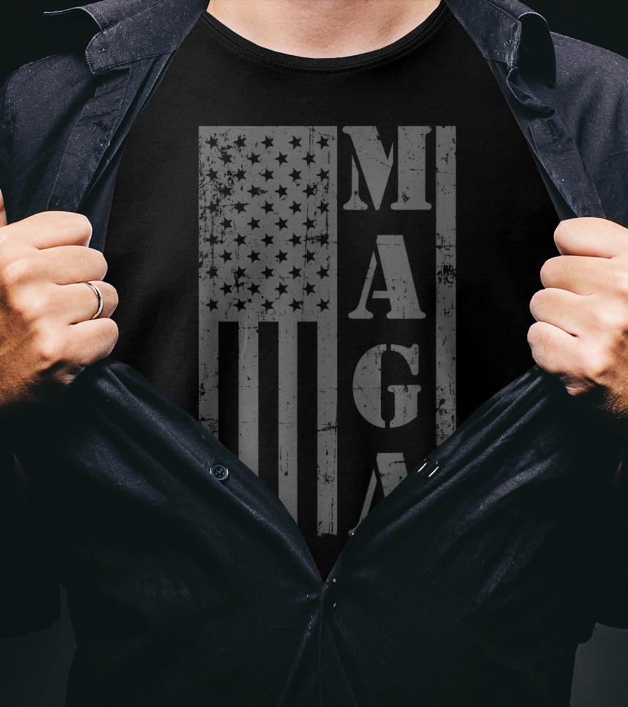 MAGA Distressed American Flag T-Shirt