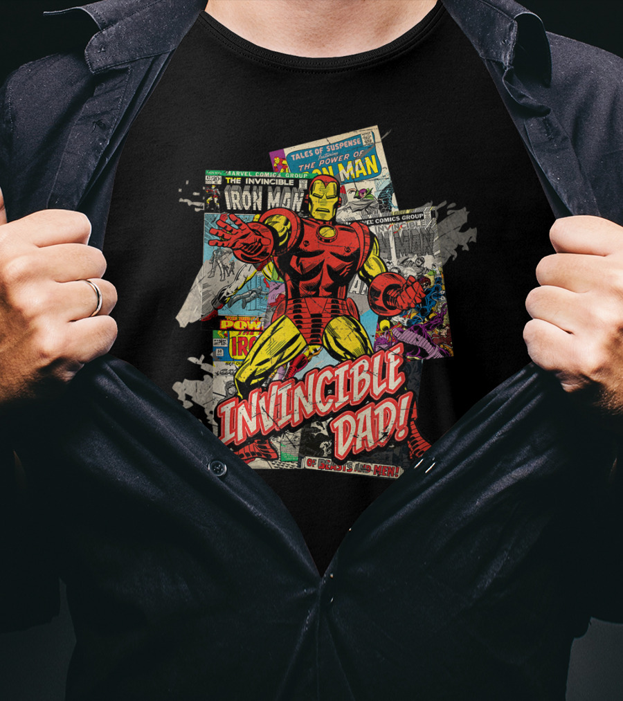 Marvel Iron Man Invincible Dad Of Heroes And Men Father's Day T-Shirt