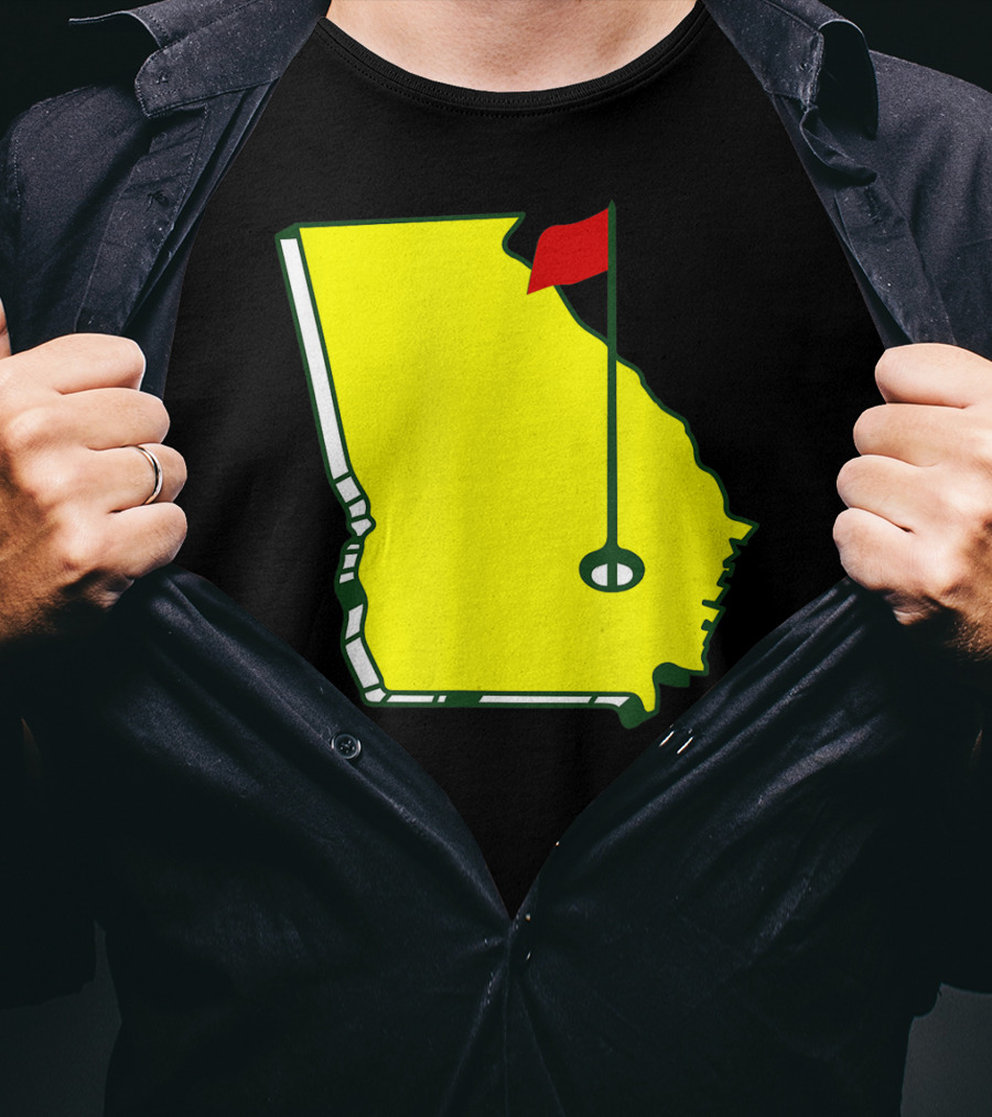Master Golf Georgia State Map Red Flag T-Shirt
