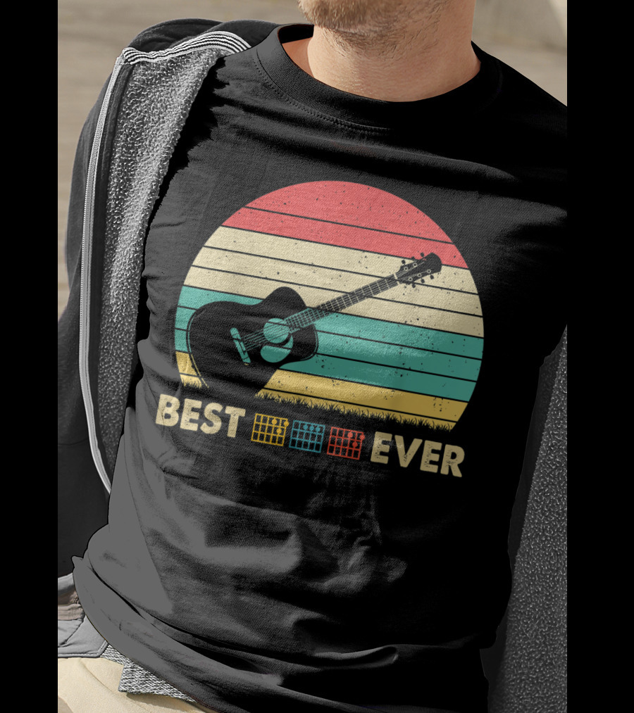 Mens Best Guitar Dad Ever Music Vintage T-Shirt