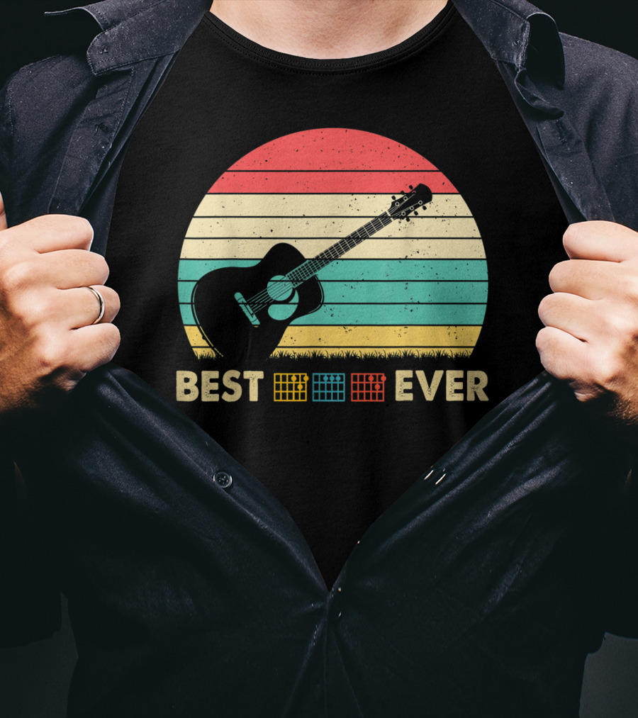 Mens Best Guitar Dad Ever Music Vintage T-Shirt