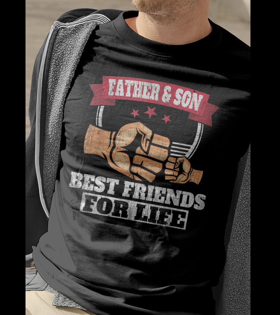 Father And Son Best Friends For Life Fist Bump Trio Stars T-Shirt